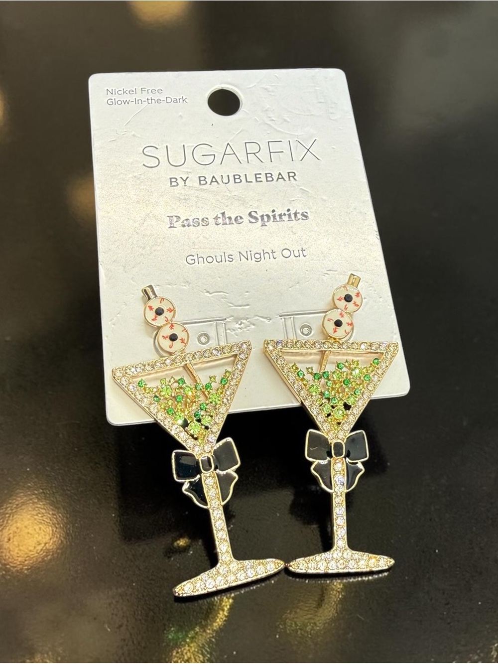 🍸SUGARFIX BY BAUBLEBAR🍸”Pass the Spirits”Crystal Martini Dangle Earrings/NIP